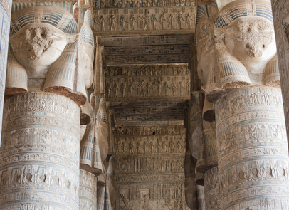 Columns in an ancient egyptian temple